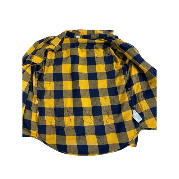 Flannel Shirt Women Large Yellow Tiger Grunge Camp Rock Country Upcycled Crochet - Picture 6 of 16